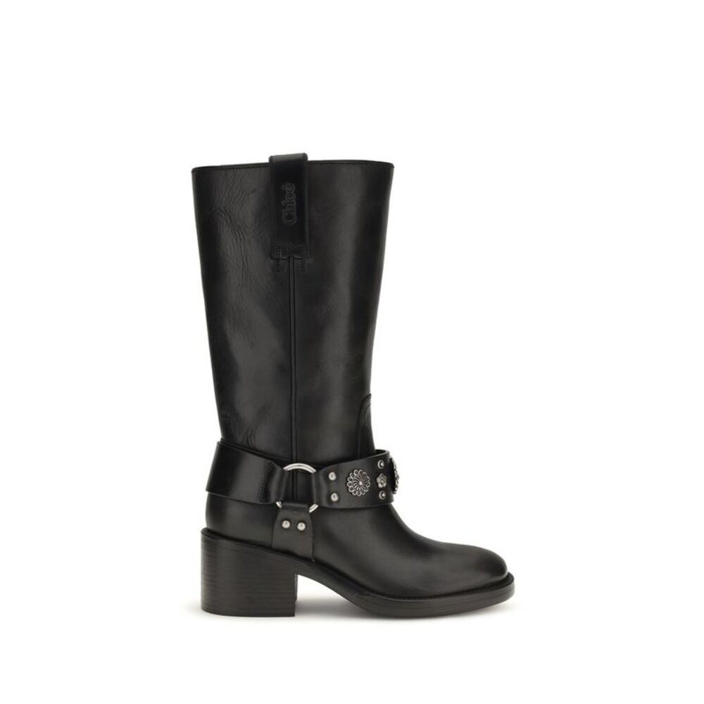 Chloé Black Calf Leather Bos Taurus Flat Women's Boots